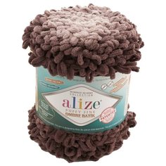Пряжа Alize Puffy Fine Ombre Batik, 500 г, 73 м, 7243 коричневый