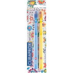 Зубная щетка Curaprox CS Duo Hawaii, голубой/желтый, 2 шт.