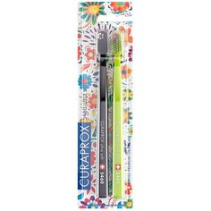 Зубная щетка Curaprox CS Duo Hawaii, черный/зеленый, 2 шт.