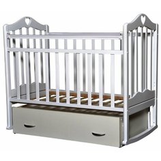 Кроватка Антел Каролина-4 (с ящиком) (качалка), на полозьях белый