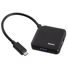 USB-концентратор HAMA Type-C Hub (00135750), разъемов: 4, черный