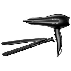 Набор (фен + щипцы) Polaris PHD 2488ACi, black