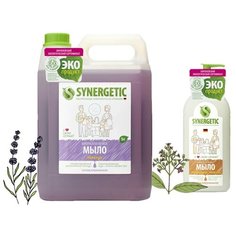 Набор мыла жидкого Synergetic Лаванда 5 л. + Миндальное молочко 500 мл.