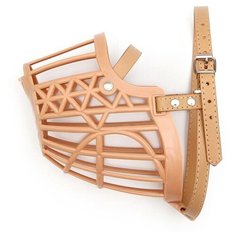 Намордник для собак Пижон пластиковый №7 с ошейником из кожзама (2712568), обхват морды 38 см бежевый