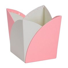 Коробка подарочная Yiwu Zhousima Crafts для цветов 15.5 х 16 х 15.5 см белый/розовый
