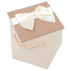 Корзина подарочная Yiwu Zhousima Crafts с бантом и ручками 15 х 11.5 х 15 см бежевый/коричневый