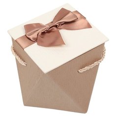 Корзина подарочная Yiwu Zhousima Crafts с бантом и ручками 15 х 11.5 х 15 см темно-бежевый/белый