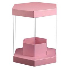 Коробка подарочная Yiwu Zhousima Crafts для цветов прозрачная 21 х 26 х 21 см розовый