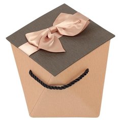 Корзина подарочная Yiwu Zhousima Crafts с бантом и ручками 15 х 11.5 х 15 см шоколадный/бежевый