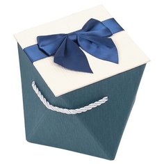 Корзина подарочная Yiwu Zhousima Crafts с бантом и ручками 15 х 11.5 х 15 см синий/белый