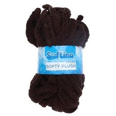 Пряжа Softino Softy plush maxi однотонный, 100 % полиэстер, 250 г, 22 м, темный шоколад