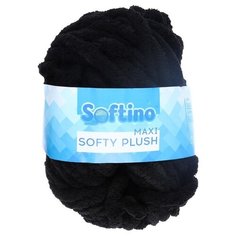Пряжа Softino Softy plush maxi однотонный, 100 % полиэстер, 250 г, 22 м, черный янтарь