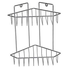 Этажерка настенная Lesnikovo угловая трапецевидная корзина 2-х ярусная ПКТ-2 хром