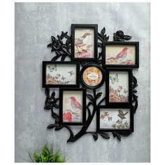 Фоторамка-коллаж Yiwu Youda Import and Export Розовый сад на 7 фото 10х10, 10х15 см черный