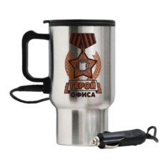 Термокружка Командор Герой офиса, 0.45 л серебристый/черный