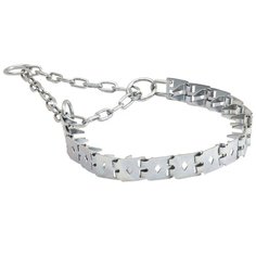 Строгий ошейник Пижон пластинчатый цинк, 55 см серебристый