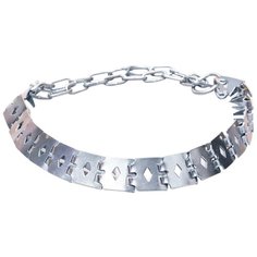 Строгий ошейник Пижон пластинчатый цинк, 55 см серебристый