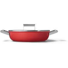 Сковорода глубокая с двумя ручками и крышкой, 28 см, Красная Smeg CKFD2811RDM
