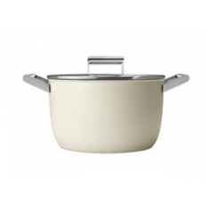 Кастрюля с двумя ручками и крышкой 26 см, Кремовая Smeg CKFC2611CRM