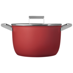 Кастрюля с двумя ручками и крышкой 26 см, Красная Smeg CKFC2611RDM