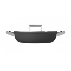 Сковорода глубокая с двумя ручками и крышкой, 28 см, Чёрная Smeg CKFD2811BLM