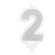 Свеча праздничная Party Deco 2 серебро 7см