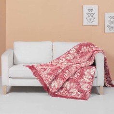 Плед Arya Home Gillan бежевый с красным 200х220 см