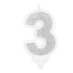 Свеча праздничная Party Deco 3 серебро 7см