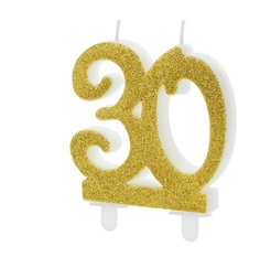 Свеча праздничная Party Deco 30 золотая 7.5см