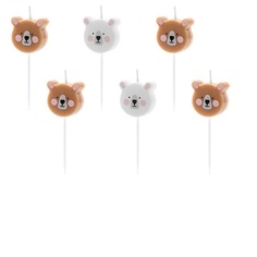 Свеча праздничная Party Deco медведь 3см 6шт в ассортименте