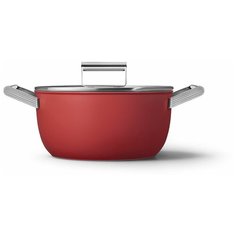 Кастрюля с двумя ручками и крышкой 24 см, Красная Smeg CKFC2411RDM