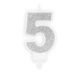Свеча праздничная Party Deco 5 серебро 7см