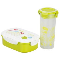 BRADEX Набор ланч-бокс и бутылка Bento kids TK 0051, зеленый / белый