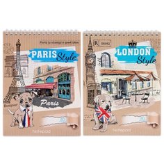 Блокнот А5,80л,кл,греб, цвет.мелов.обл. ГОРОДСКОЙ СТИЛЬ в ассорт Б80-6924 4 штуки Проф Пресс