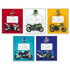 Тетрадь школьная А5 18л,кл,скреп,мел.карт. МОТОЦИКЛ И ЯРКИЙ ФОН 18-430 асс 12 штук Проф Пресс