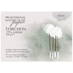 Альбом д/акварели Kroyter 120х170,15л,270г+хлопок,склейка,тв.пTorchon 00177 Кройтер