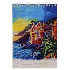 Скетчбук д/акварели А5,20л,спир,бл.200гр,жес.под.ГОРОД НА ПОБЕРЕЖЬЕ 20-6022 2 штуки Проф Пресс