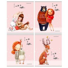 Тетрадь общая А5,96л,клетка,скрепка,мел.обл. МИЛЫЕ ДРУЗЬЯ 96-6973 в ассор 4 штуки Проф Пресс