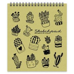 Скетчпад 168х195мм,40л,бл.крафт 80гр,спираль КАКТУСЫ 49094 3 штуки Феникс