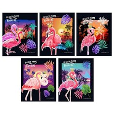 Тетрадь общая А5,48л,клетка,скрепка,мел.обл,бл.офсет-2 ФЛАМИНГО 48-6969 асс 7 штук Проф Пресс