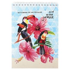 Скетчбук д/акварели А5,20л,спир,бл.200гр,жест.подл.ТУКАНЫ В ЦВЕТАХ 20-6023 2 штуки Проф Пресс