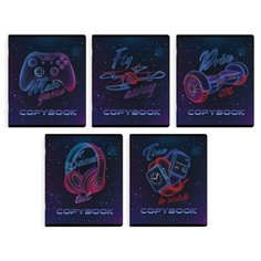 Тетрадь общая А5,48л,клетка,скрепка,обл.выб.твин НЕОН 51953 в ассор 5 штук Феникс