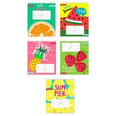 Тетрадь школьная А5 24л,клетка,скрепка,мел.карт. ЯРКИЕ ФРУКТЫ 24-3999 асс 10 штук Проф Пресс