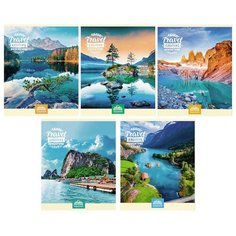 Тетрадь общая А5,48л,линия,скоба ГОРНЫЕ ОЗЁРА (48-3140) 5видов 6 штук Проф Пресс