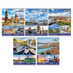 Тетрадь общая А5,48л,линия,скоба ЕВРОПЕЙСКИЕ СТОЛИЦЫ (48-3139) 5видов 6 штук Проф Пресс