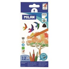 Карандаши цветные акварельные 12цв 3-гран Milan