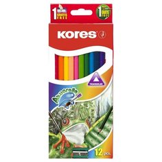 Карандаши цветные 12цв 3-гран,акварельные,кисть,точилка Kores 93812