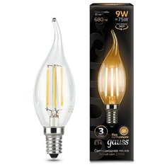 Лампа светодиодная Gauss LED Filament Свеча на ветру E14 9Вт 680Лм 2700K