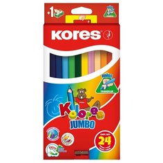 Карандаши цветные 24 цв.Kores Kolores Jumbo,трехгр, 5 мм, с точилкой, 93524