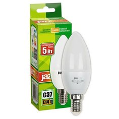 Лампа светодиодная PLED- ECO-C37 5w E14 3000K 400Lm Jazzway свеча 2 штуки